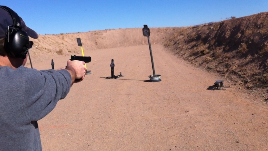 Shooting a 3-gun pistol stage
